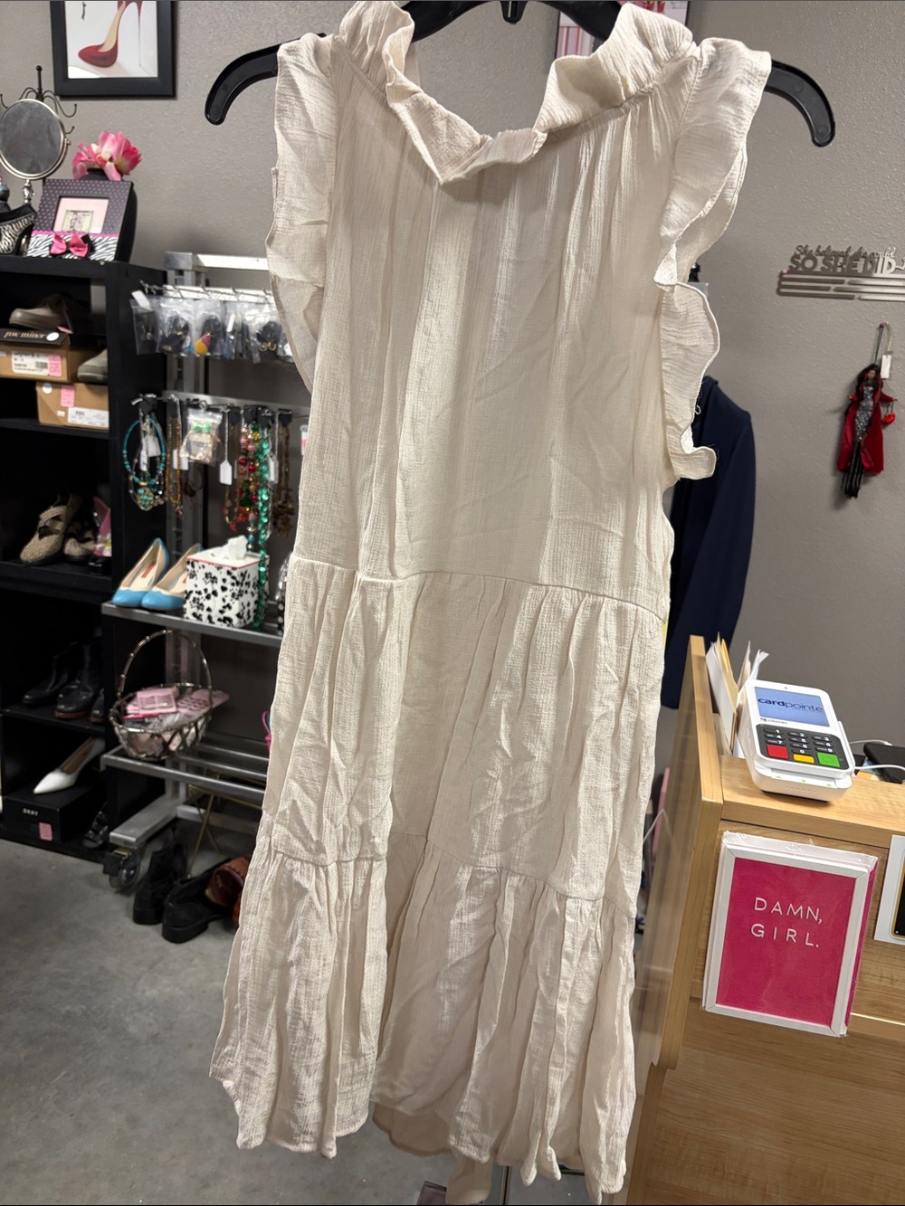 Sweet Wanderer Cream Ruffle-Tier Maxi Dress TFWNV1